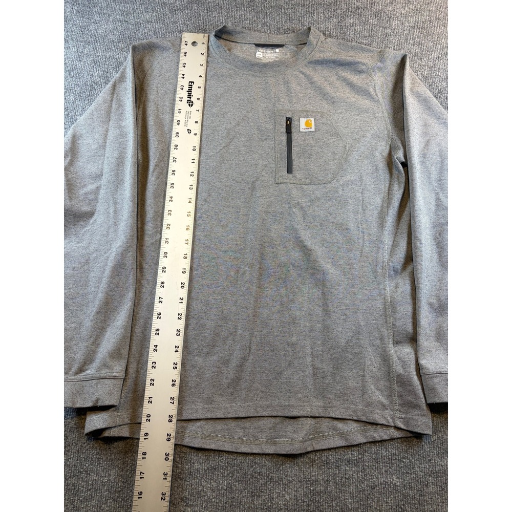 Carhartt Force Mens Gray Long Sleeve Zipper Pocket Performance Shirt Large - Picture 3 of 5